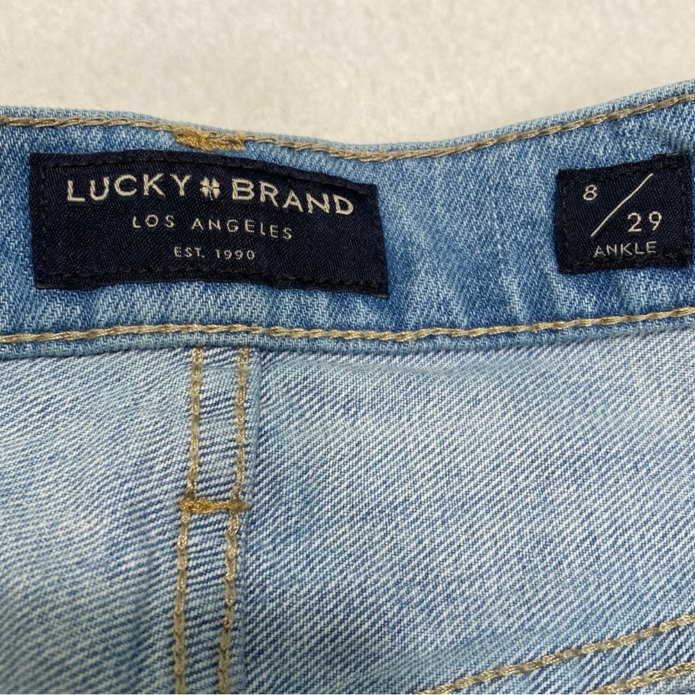 Lucky Brand High Rise Mom Jean Drew Frayed Hem Ankle Size 8/29 #1521 - Picture 12 of 12
